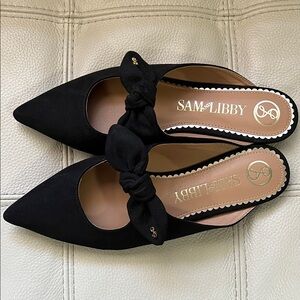 Sam & Libby Black Pointed Marley Knotted Mule Flats